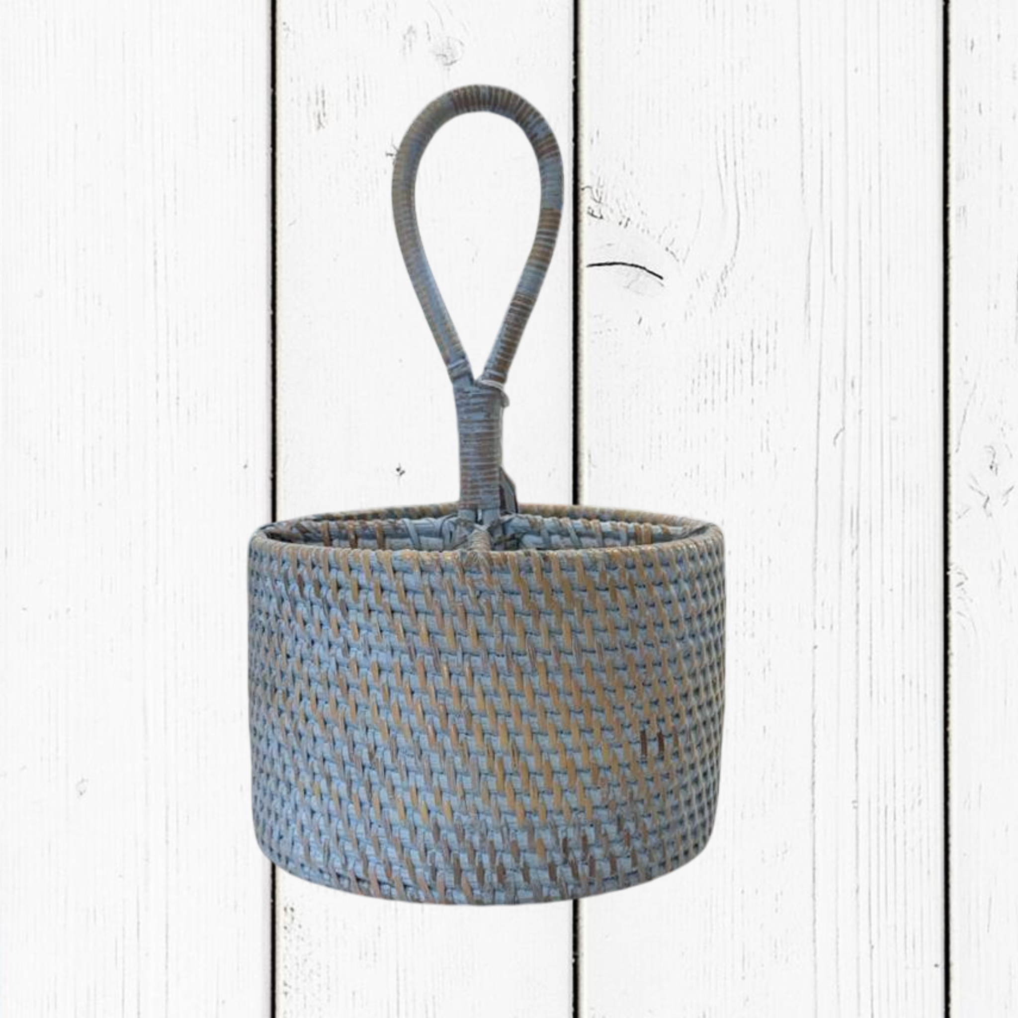Portaposate Tondo in Rattan – Artigianale Lombok | Ø19x30H cm