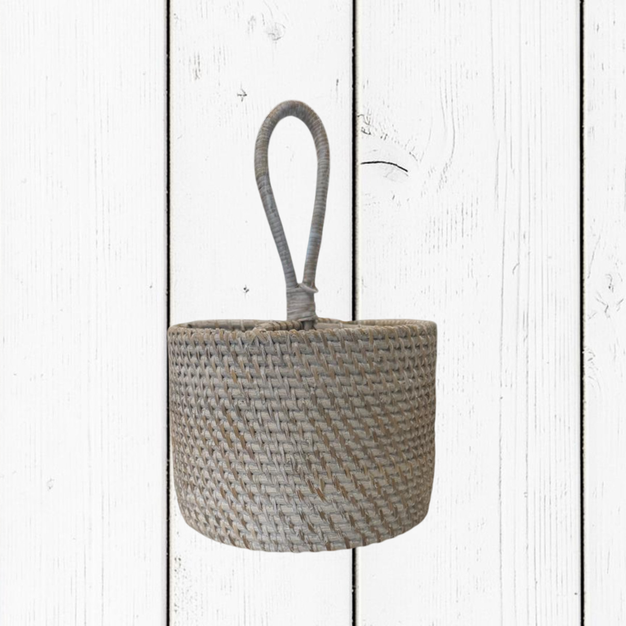 Portaposate Tondo in Rattan – Artigianale Lombok | Ø19x30H cm