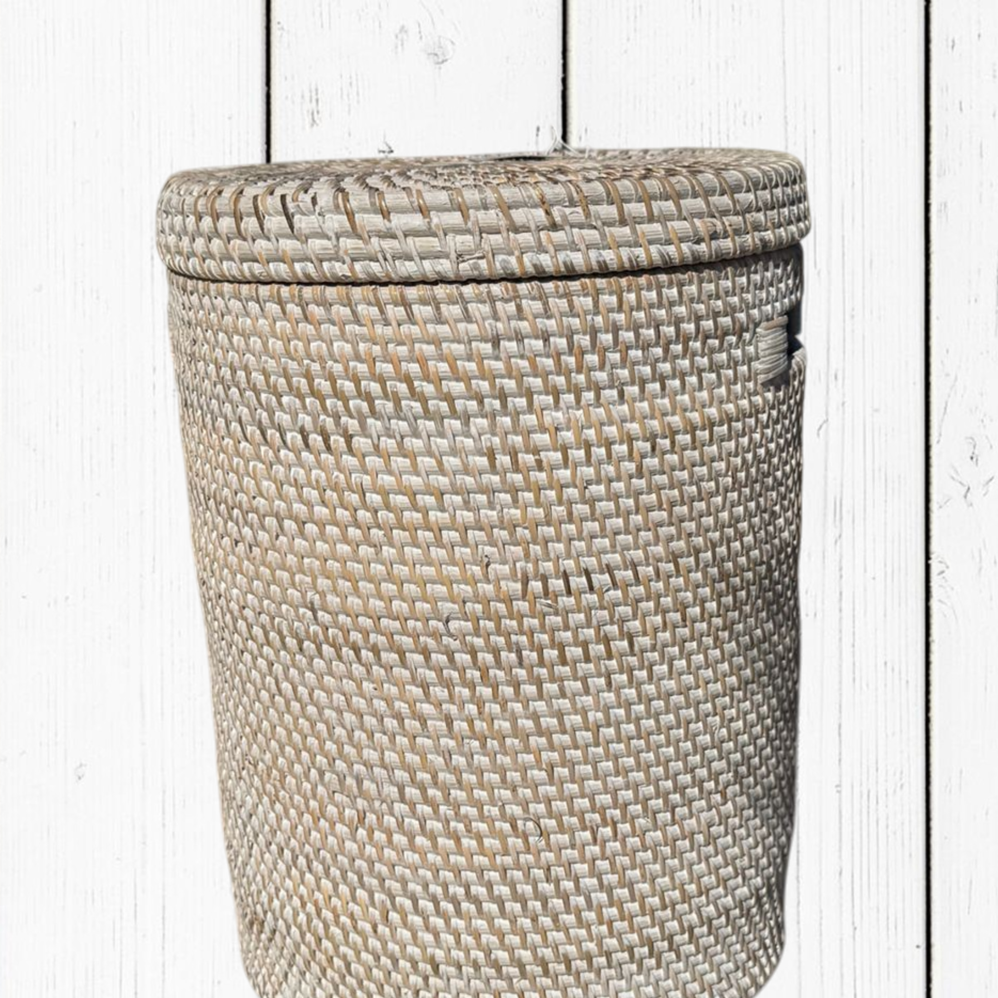 Portabiancheria in Rattan Tondo  – Cesto Biancheria con Coperchio