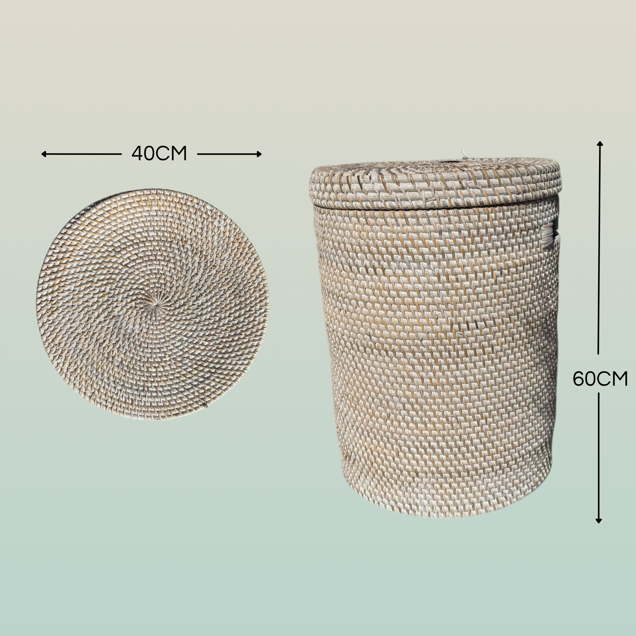 Portabiancheria in Rattan Tondo  – Cesto Biancheria con Coperchio