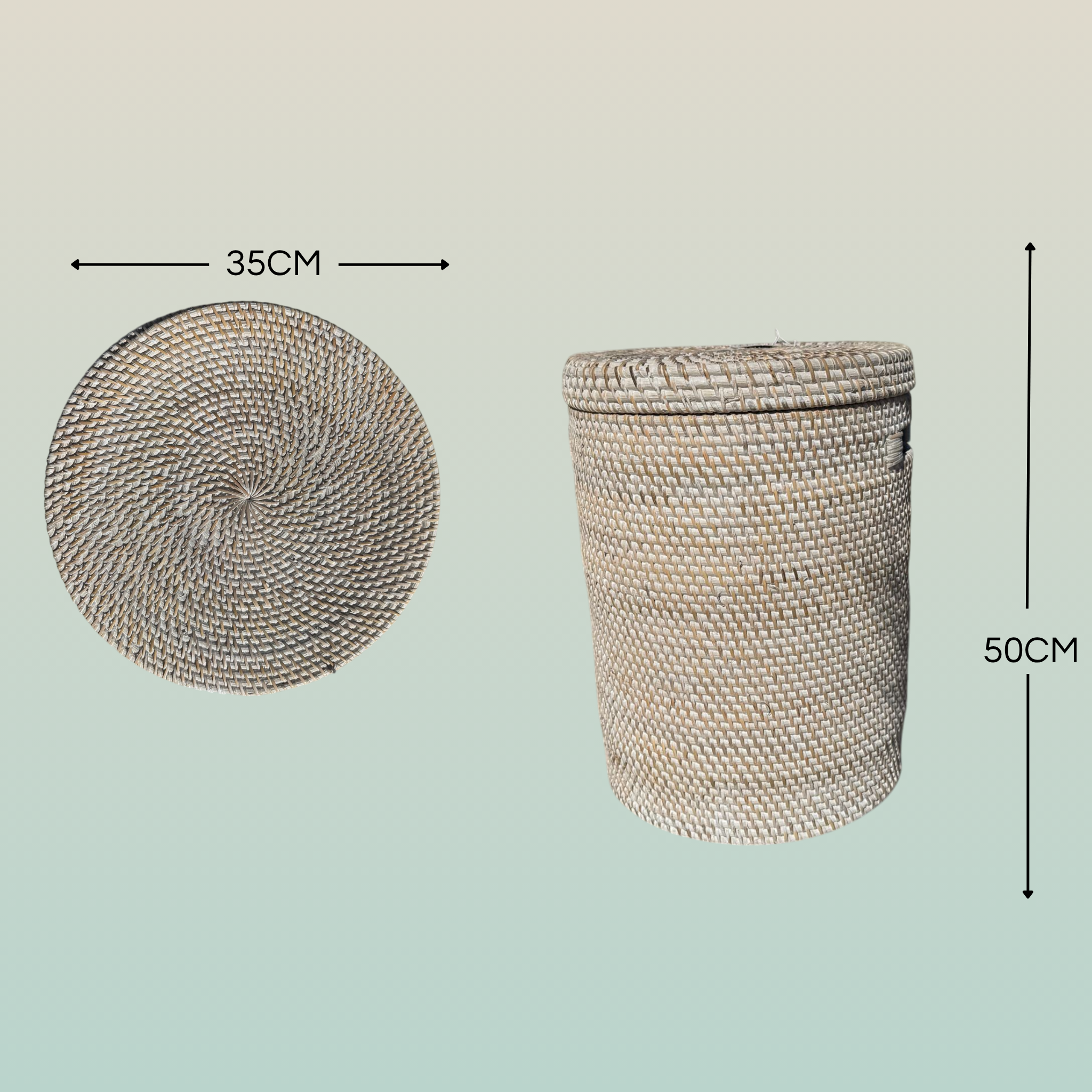 Portabiancheria in Rattan Tondo  – Cesto Biancheria con Coperchio