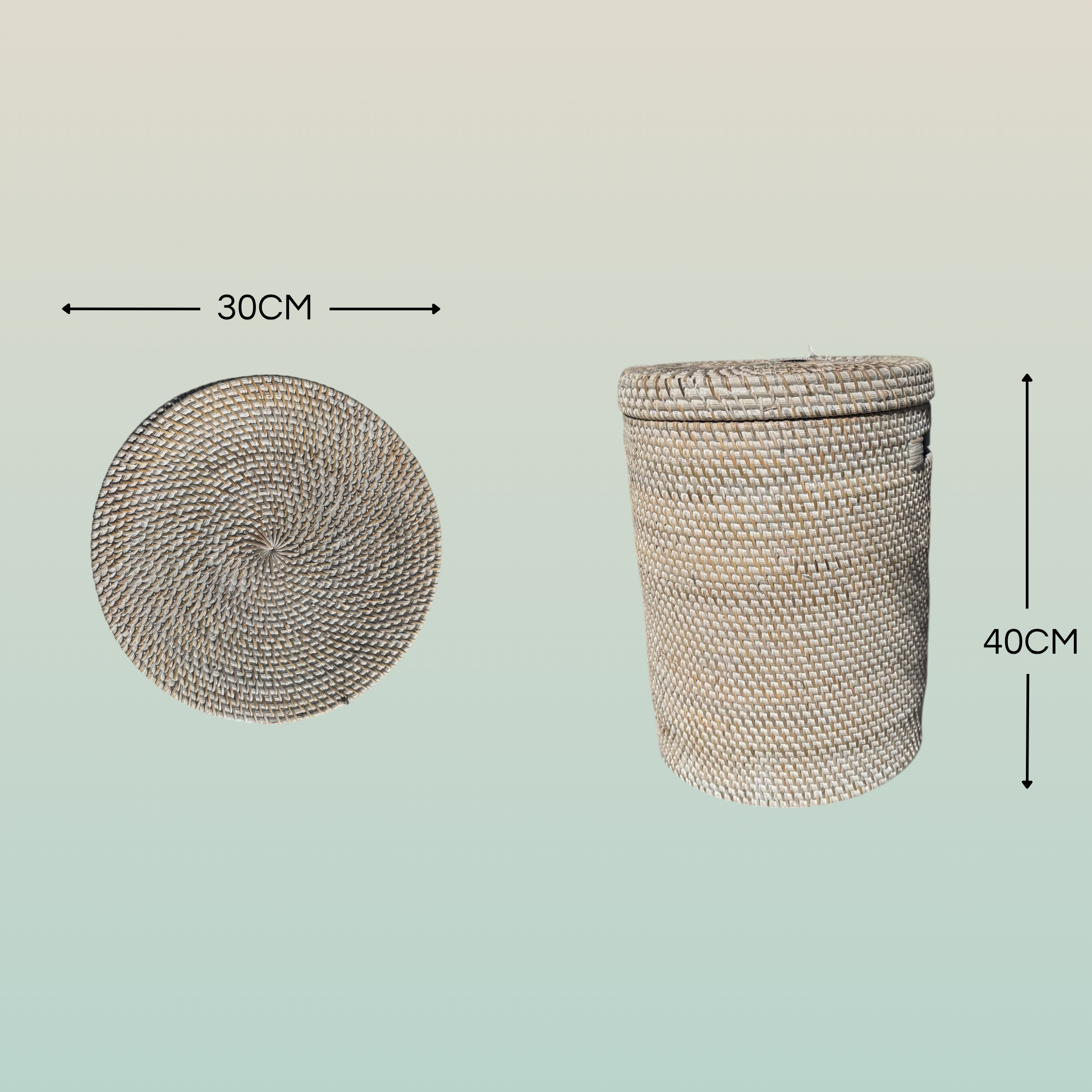 Portabiancheria in Rattan Tondo  – Cesto Biancheria con Coperchio